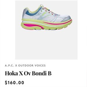 A.P.C. X OUTDOOR VOICES Hoka X Ov Bondi B Sneakers Sz 7